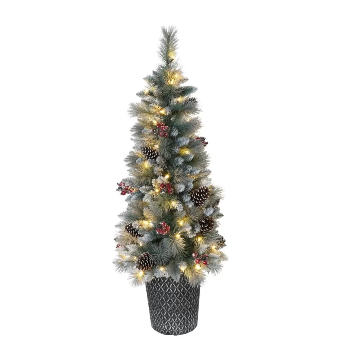 Puleo International Christmas Trees | 4.5' Pre-Lit Potted Glitter Premium Pine Tree