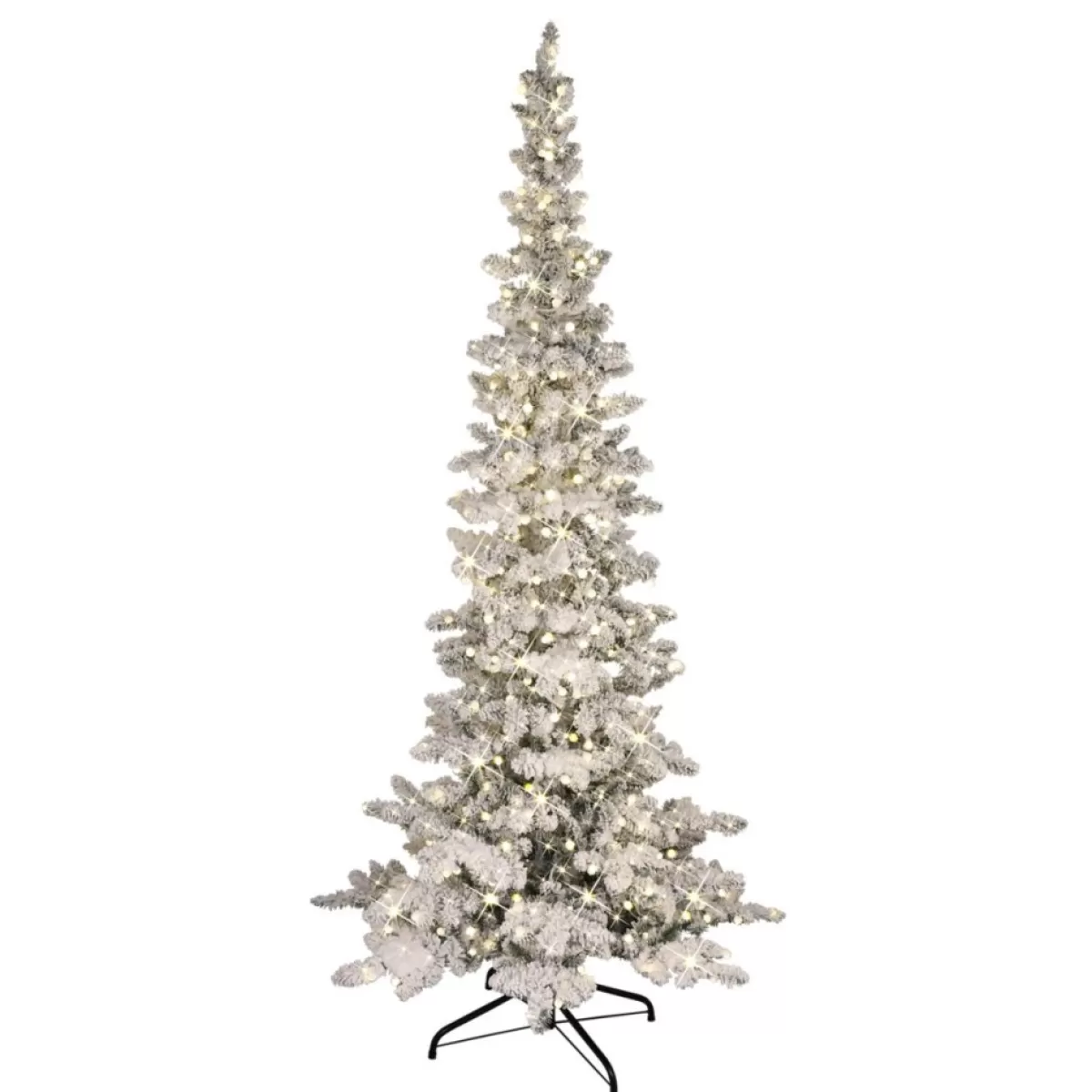 Puleo International Christmas Trees | 7.5' Pre-Lit Flocked Slim Pine Artificial Tree