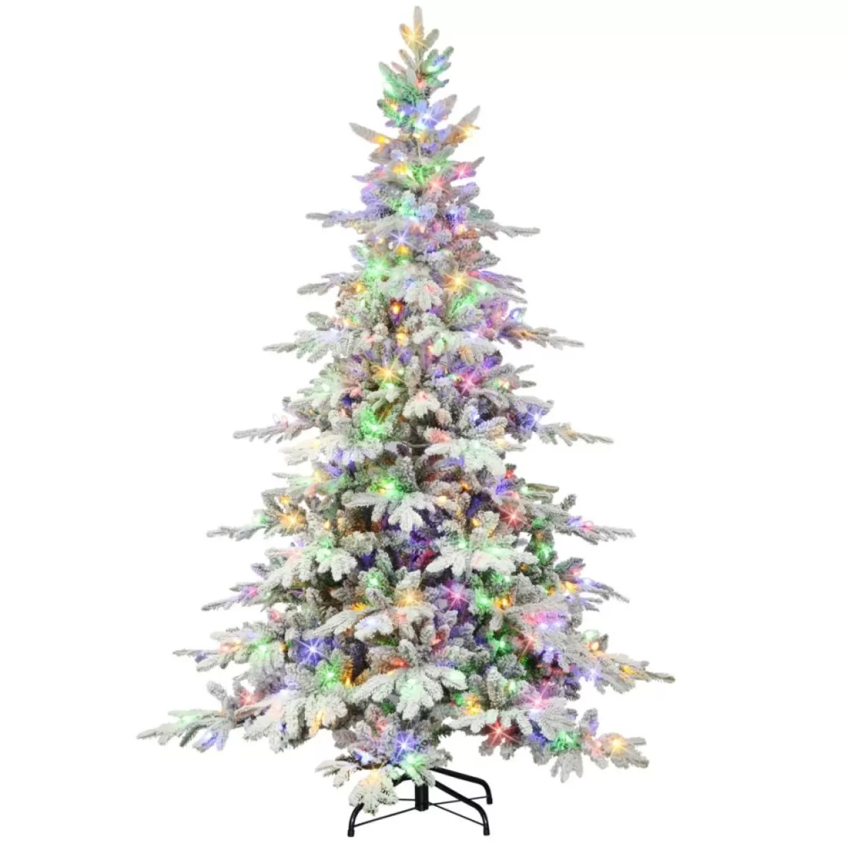 Puleo International Christmas Trees | 7' Pre-Lit Flocked Utah Fir Tree, 500 Led Lights