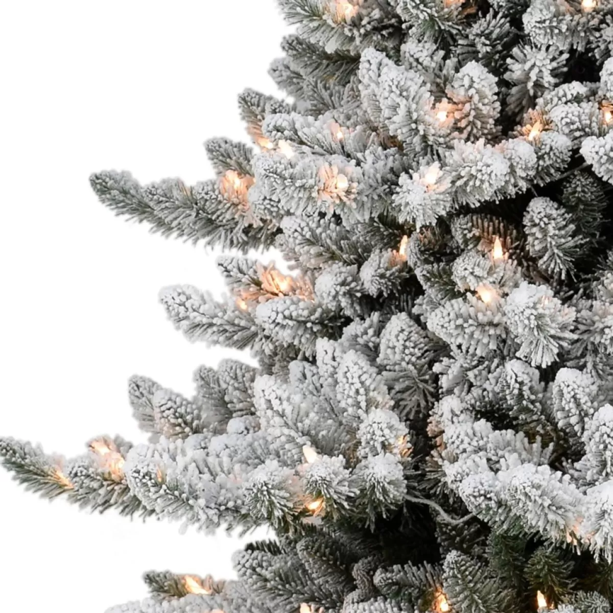 Puleo International Christmas Trees | Puleo Intl. 6.5' Pre-Lit Royal Majestic Spruce Green Tree Flocked Tree