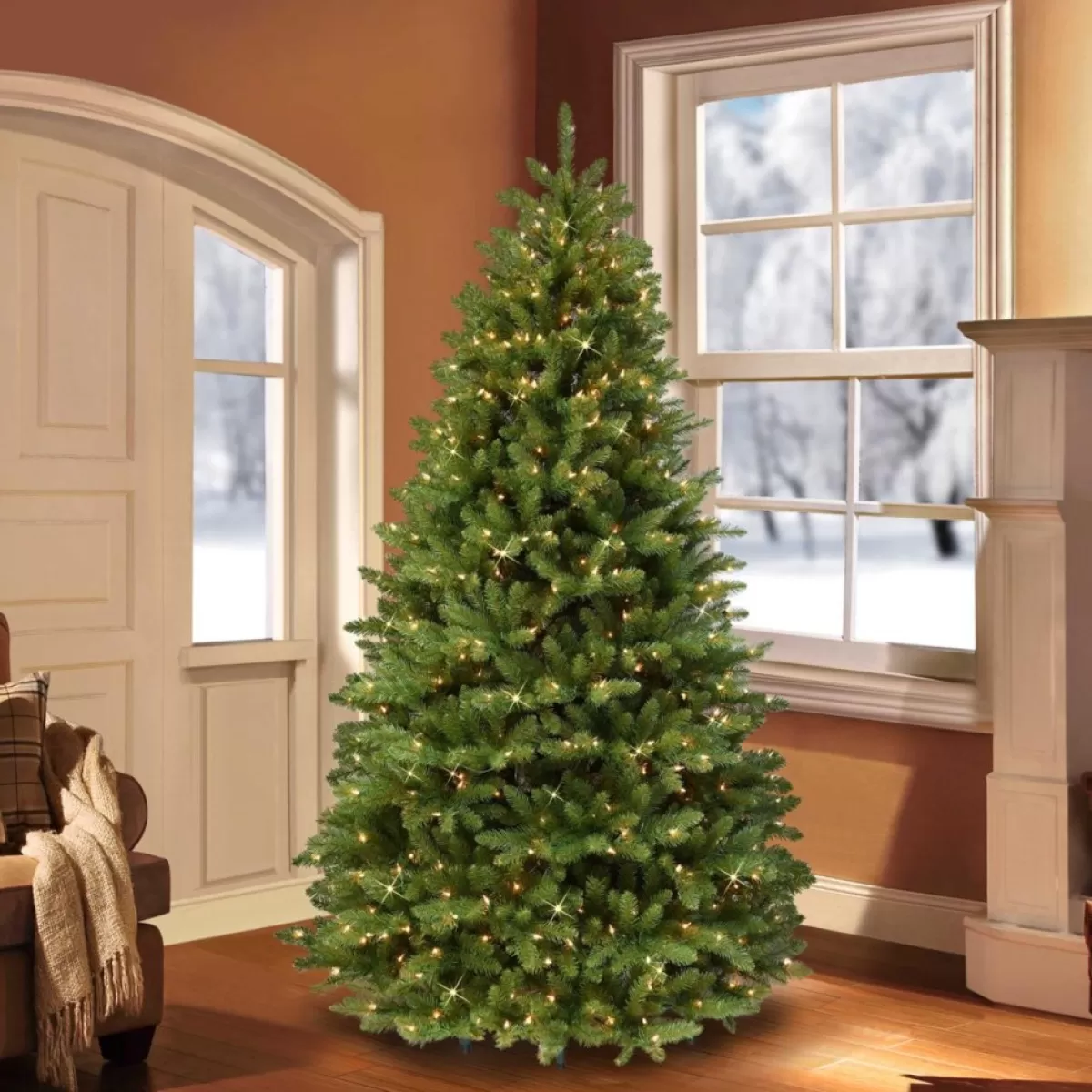 Puleo International Christmas Trees | Puleo Intl. 7.5' Pre-Lit Franklin Fir Grand Artificial Christmas Tree