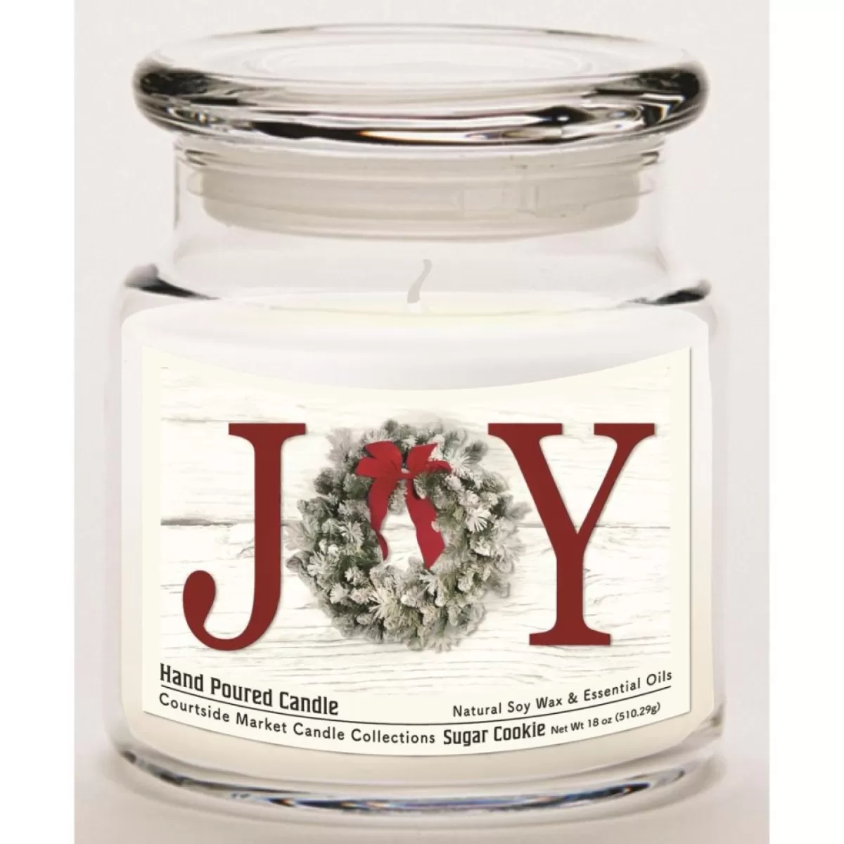 Courtside Market Candles | Soy Wax Candle With Essential Oils + Glass Lid - Christmas Joy