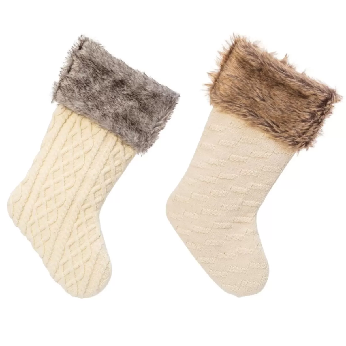Gerson Holiday Textiles | The Company 2Pk 21"L Knit Fabric Stocking W/ Faux Fur Cuff