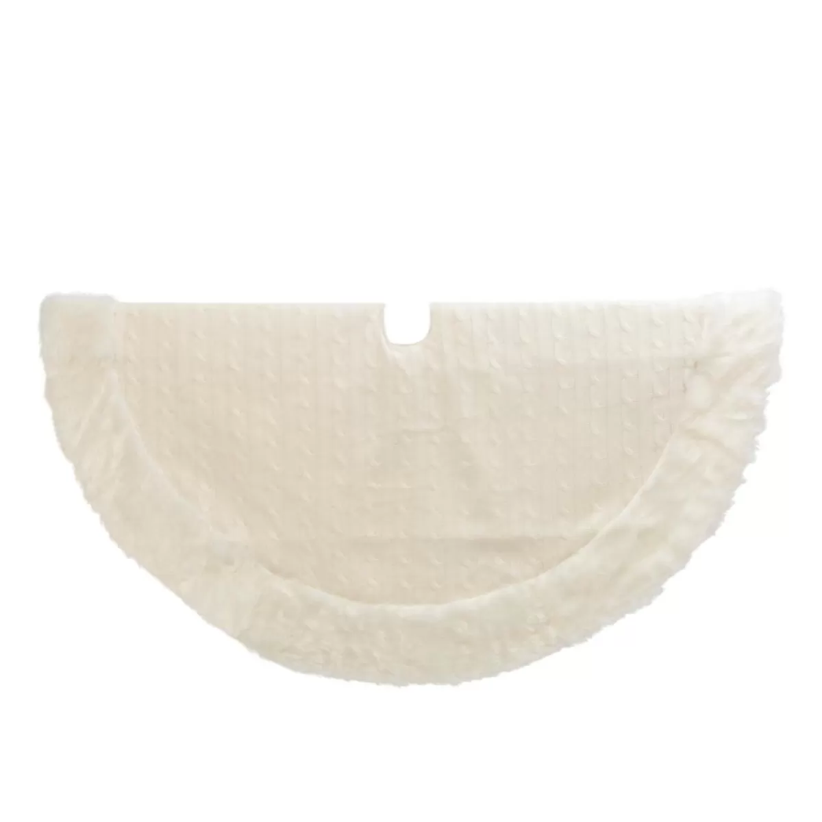Gerson Holiday Textiles | The Company 48"D White Cable Knit Fur Trim Tree Skirt