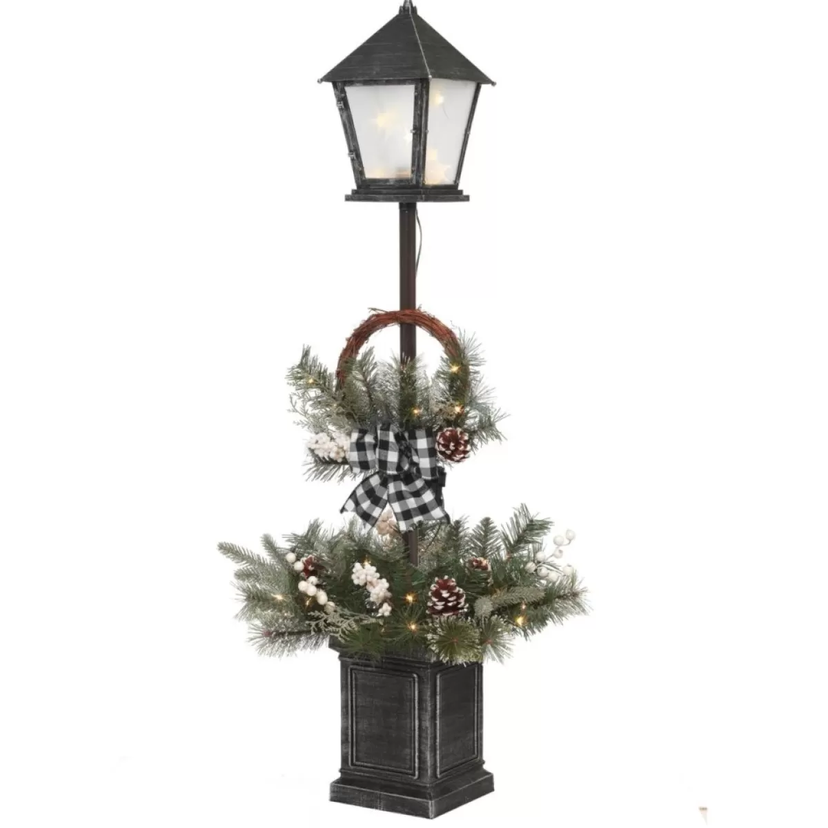 Gerson Indoor Decor | The Company 4' Pre-Lit Mixed Pine Lantern Pole Porch Tree