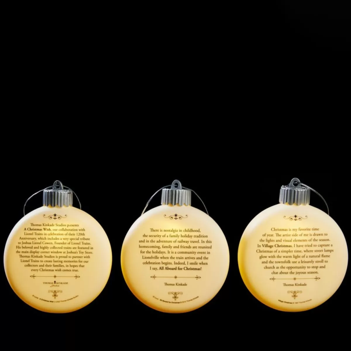 Thomas Kinkade Ornaments & Tree Toppers | 3-Piece Led Ornaments With Gift Bags