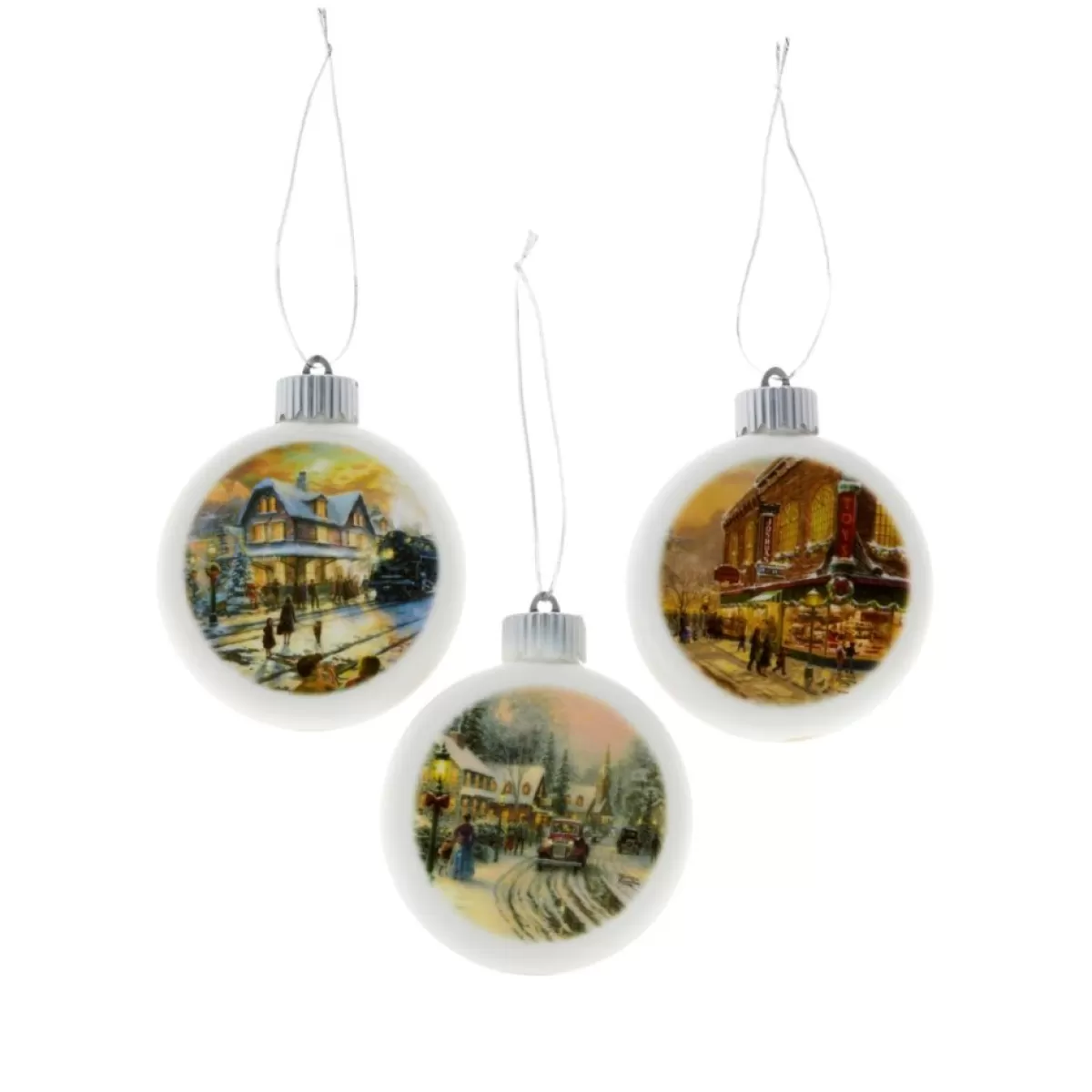 Thomas Kinkade Ornaments & Tree Toppers | 3-Piece Led Ornaments With Gift Bags