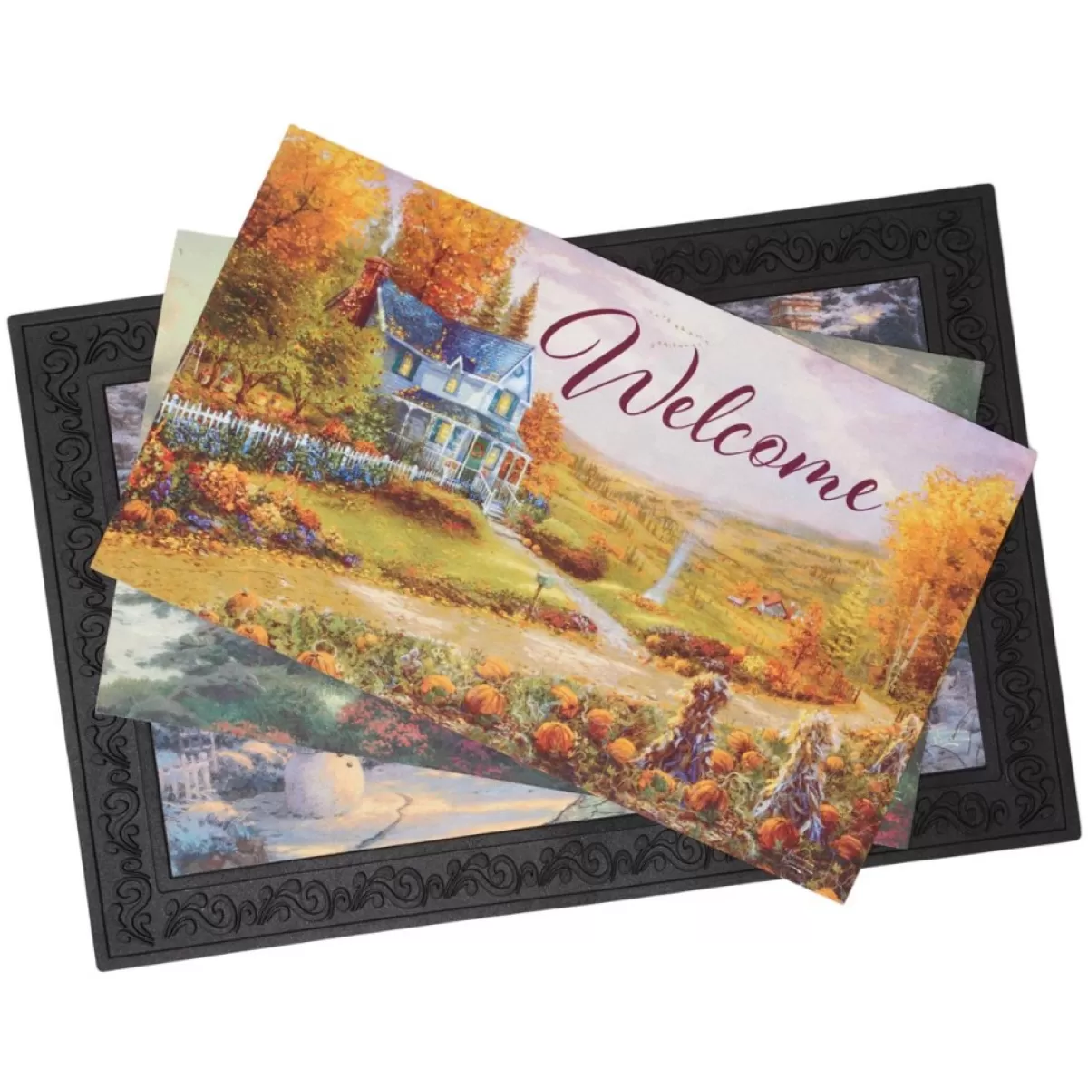 Thomas Kinkade Outdoor Decor | Interchangeable Seasonal Doormat Set