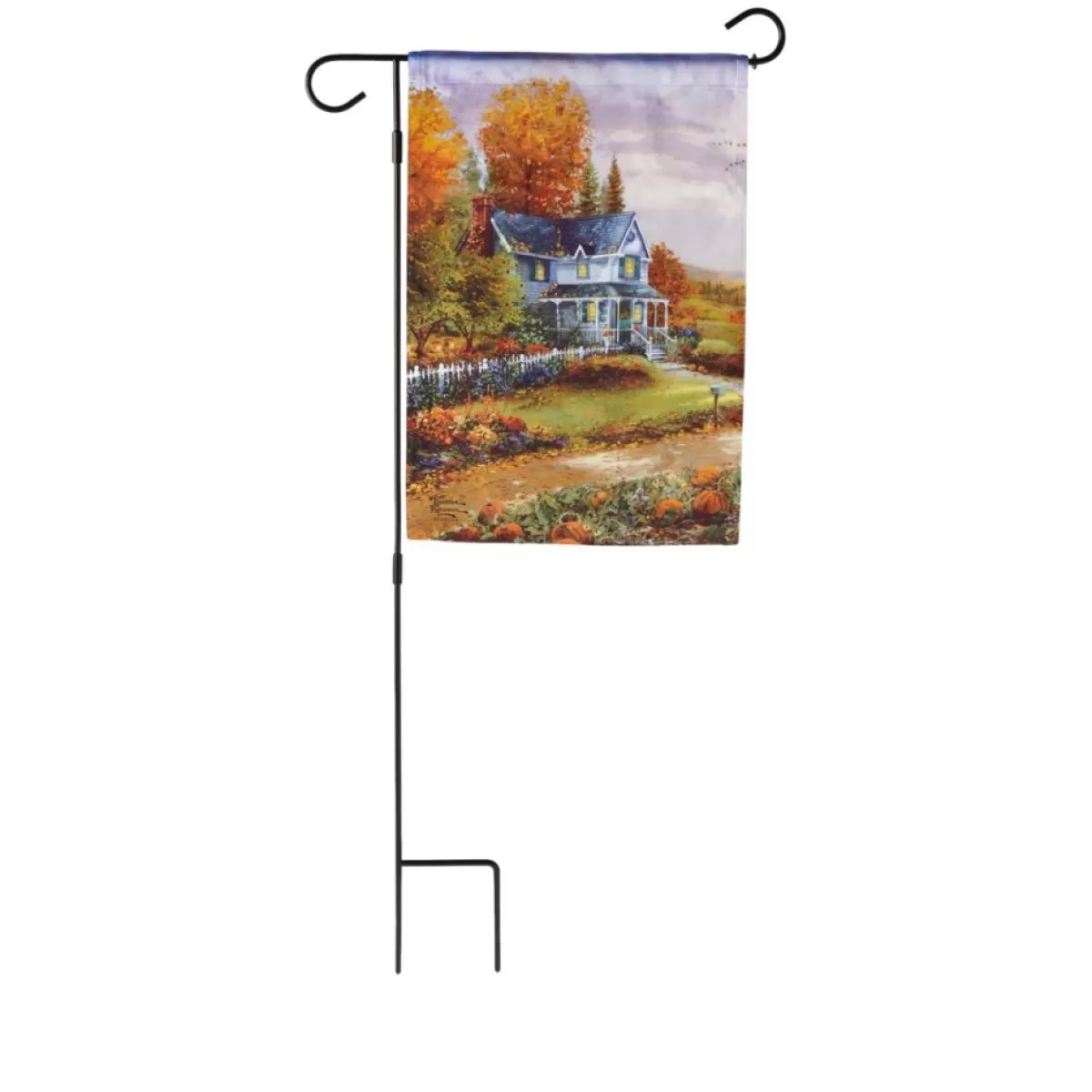 Thomas Kinkade Outdoor Decor | Set Of 3 Seasonal Garden Flags And Stand