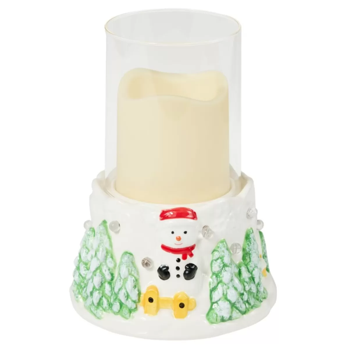 Unmatched Candles | Led Snowman Candle Holder With Flameless Candle