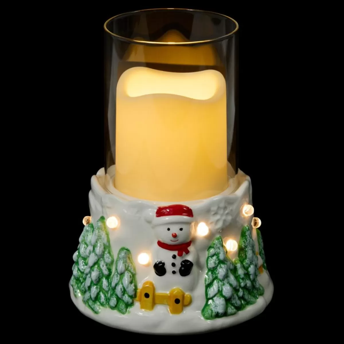 Unmatched Candles | Led Snowman Candle Holder With Flameless Candle