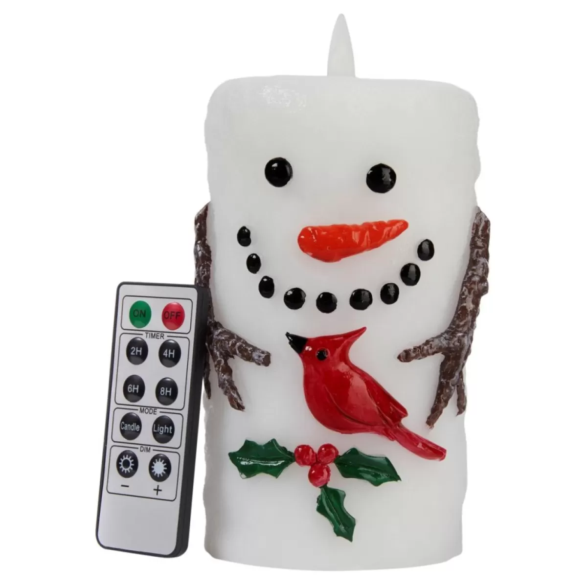 Unmatched Candles | Snowman With Cardinal Moving 3D Flame Candle