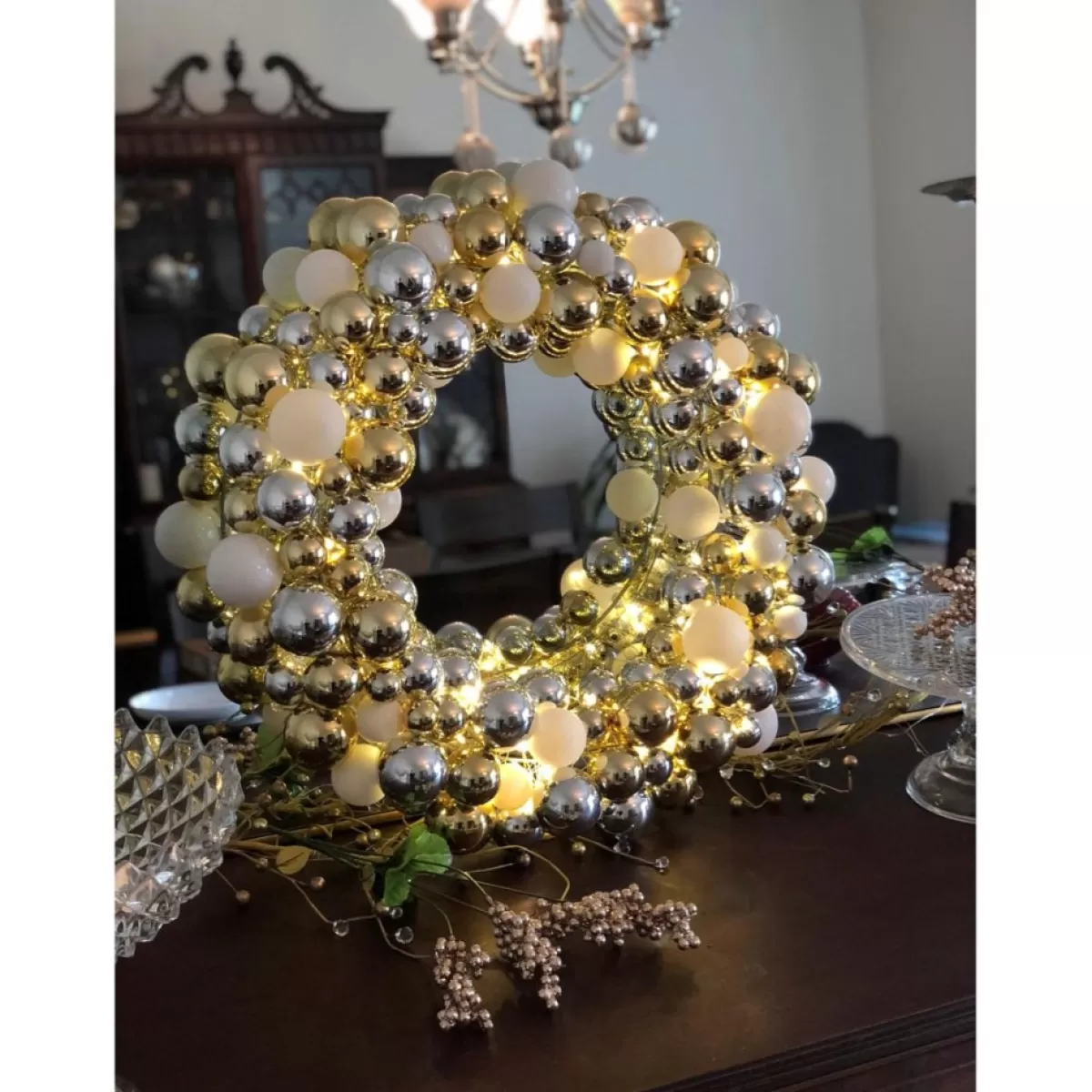 Winter Lane Wreaths, Garlands & More | 24" Lighted 60-Led Ornament Wreath With 6-Hour Timer