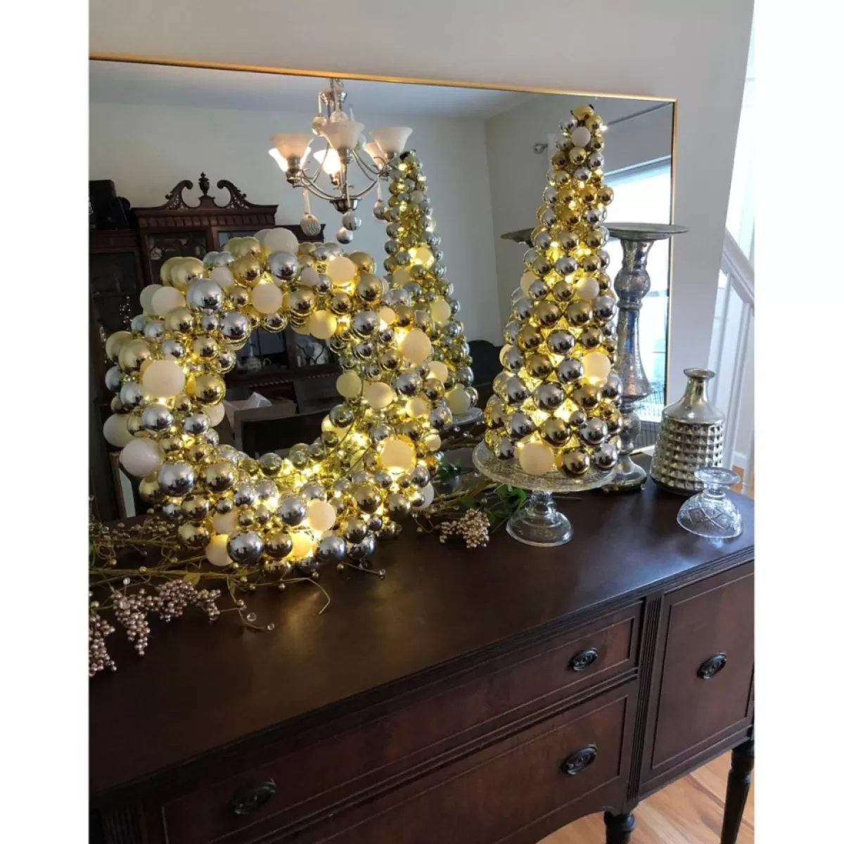 Winter Lane Wreaths, Garlands & More | 24" Lighted 60-Led Ornament Wreath With 6-Hour Timer