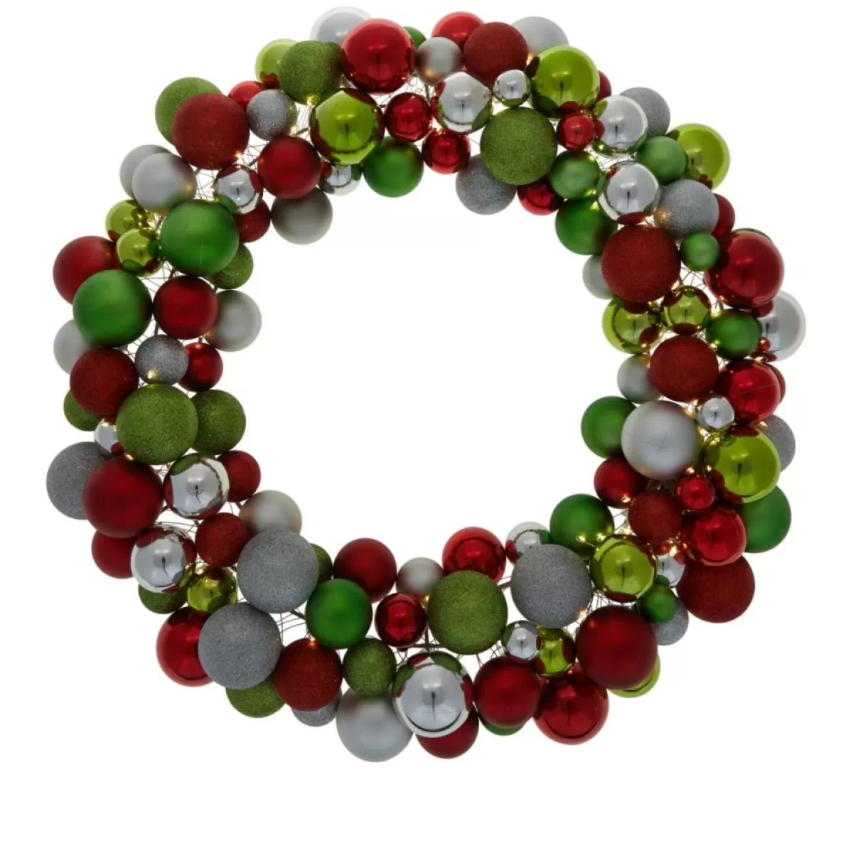 Winter Lane Wreaths, Garlands & More | 24" Lighted 60-Led Ornament Wreath With 6-Hour Timer