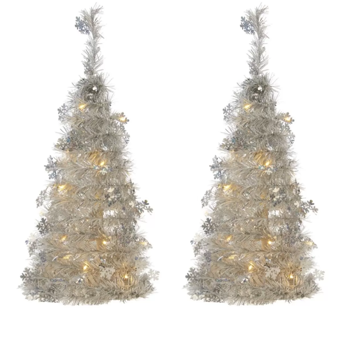 Winter Lane Indoor Decor | 2-Pack 2' Pop-Up Tinsel Holiday Trees