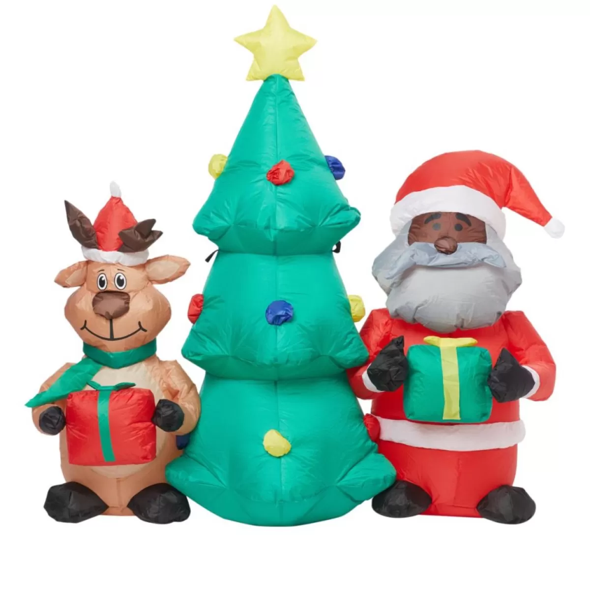 Winter Lane Outdoor Decor | 4' Inflatable Santa, Reindeer & Tree With Leds