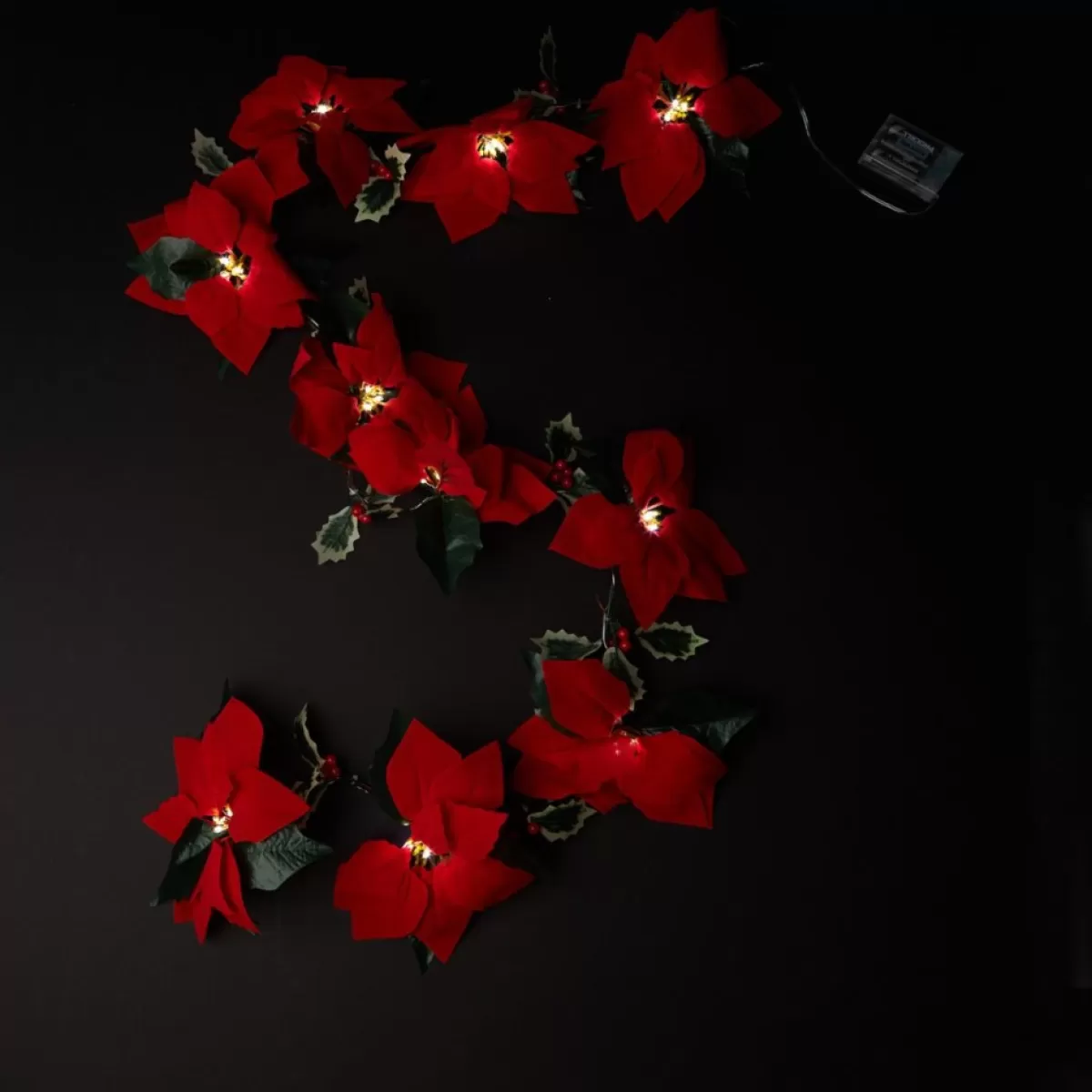 Winter Lane Wreaths, Garlands & More | 6' Lighted Poinsettia Garland With 6-Hour Timer