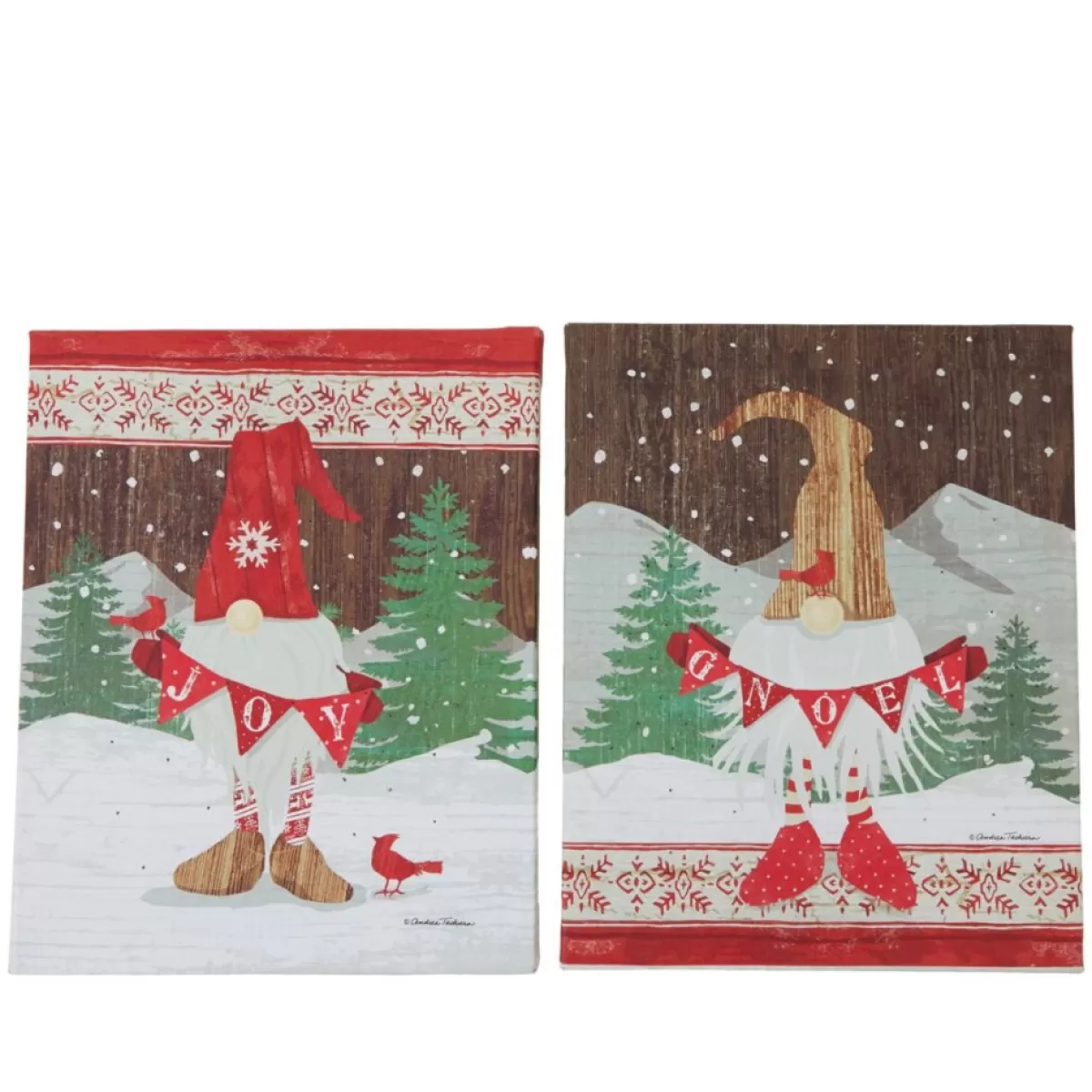 Winter Lane Indoor Decor | Illuminated Holiday Gnomes Canvas - 2-Pack