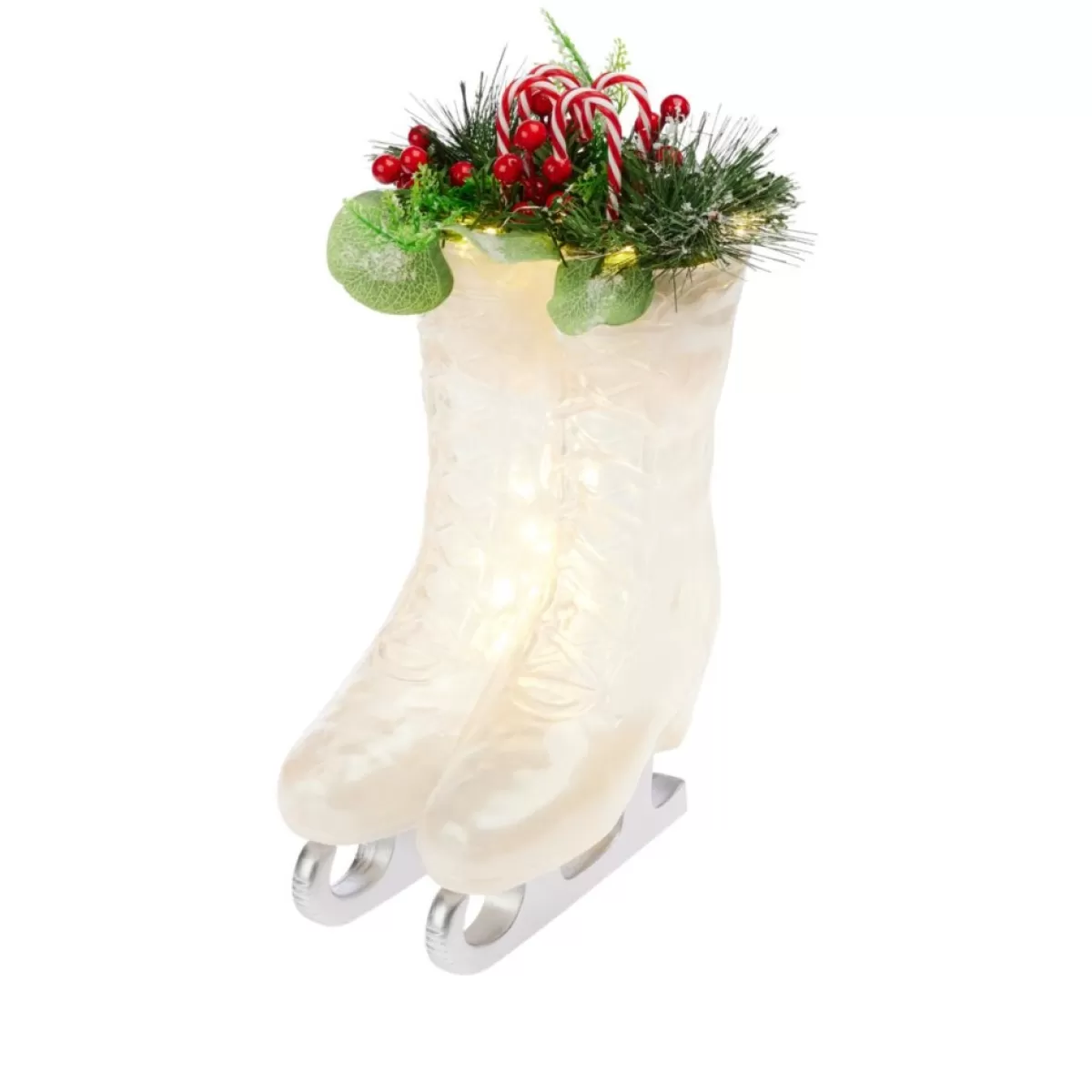 Winter Lane Indoor Decor | Illuminated Ice Skates With Greenery