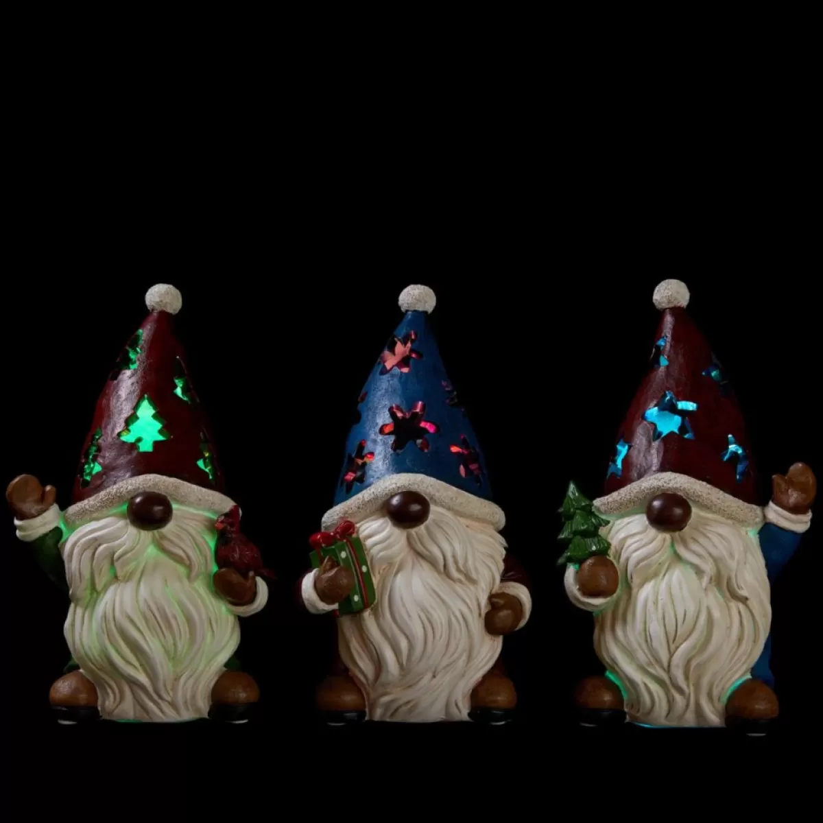 Winter Lane Indoor Decor | Led Cutout Gnome Figures - Set Of 3