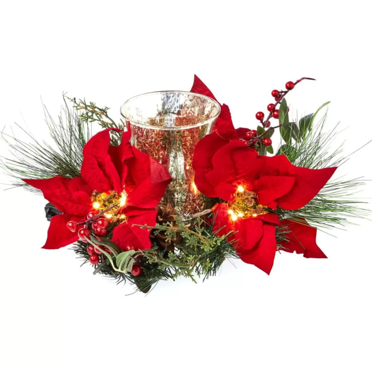 Winter Lane Candles | Led Poinsettia Candle Ring