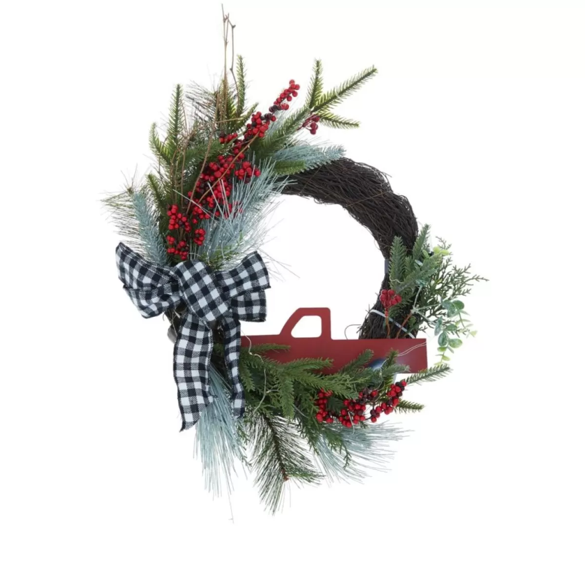 Winter Lane Wreaths, Garlands & More | Lit Red Truck Ribbon Wreath