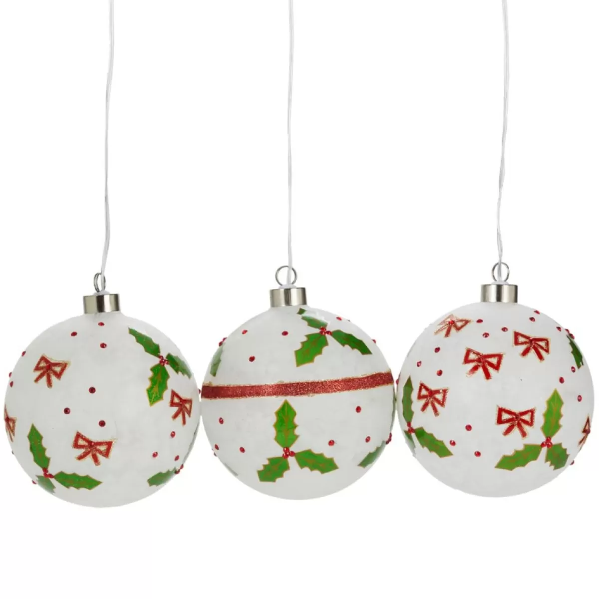 Winter Lane Ornaments & Tree Toppers | Oversized Led Ornaments With Timer - Set Of 3