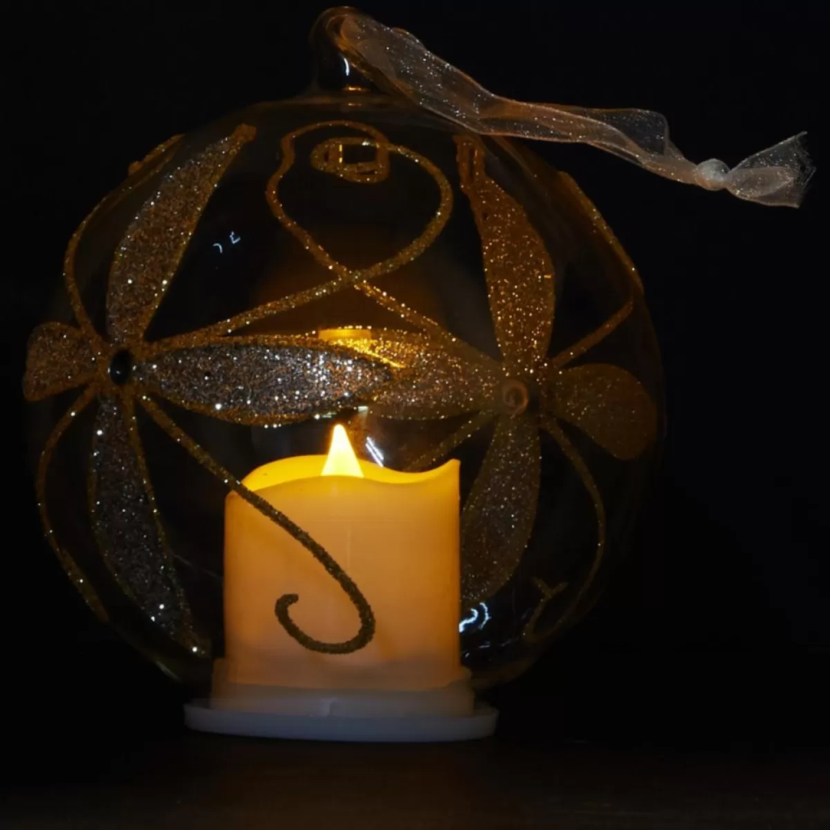Winter Lane Ornaments & Tree Toppers | Set Of 3 Glass Ornaments With Flameless Votive