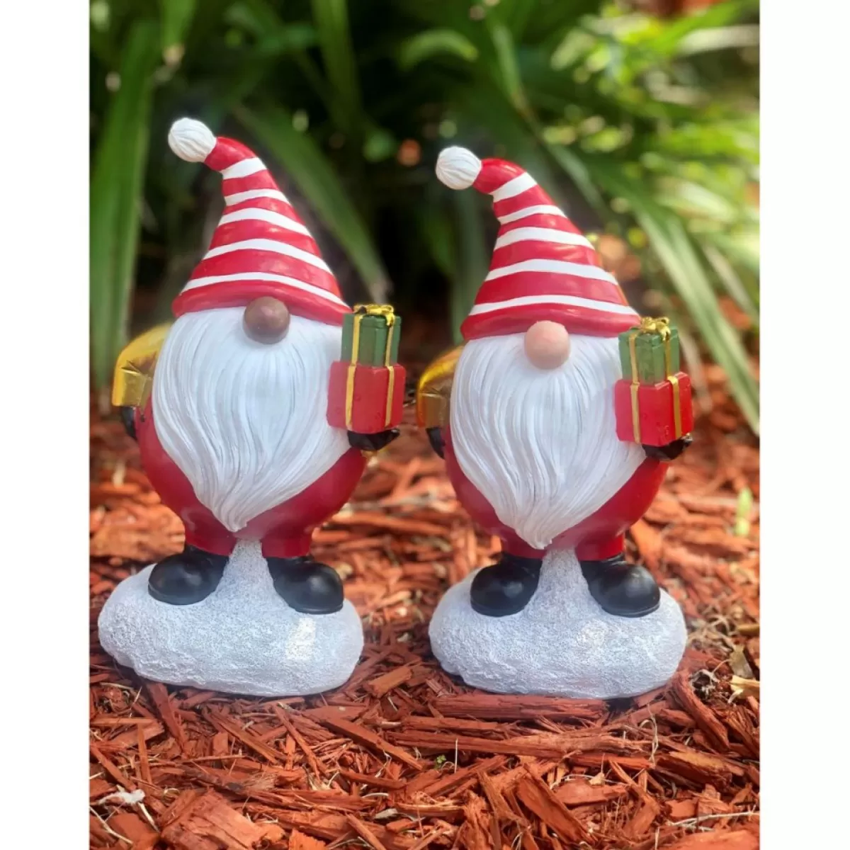 Winter Lane Outdoor Decor | Set Of 3 Led Holiday Gnomes With 4-Hour Timers