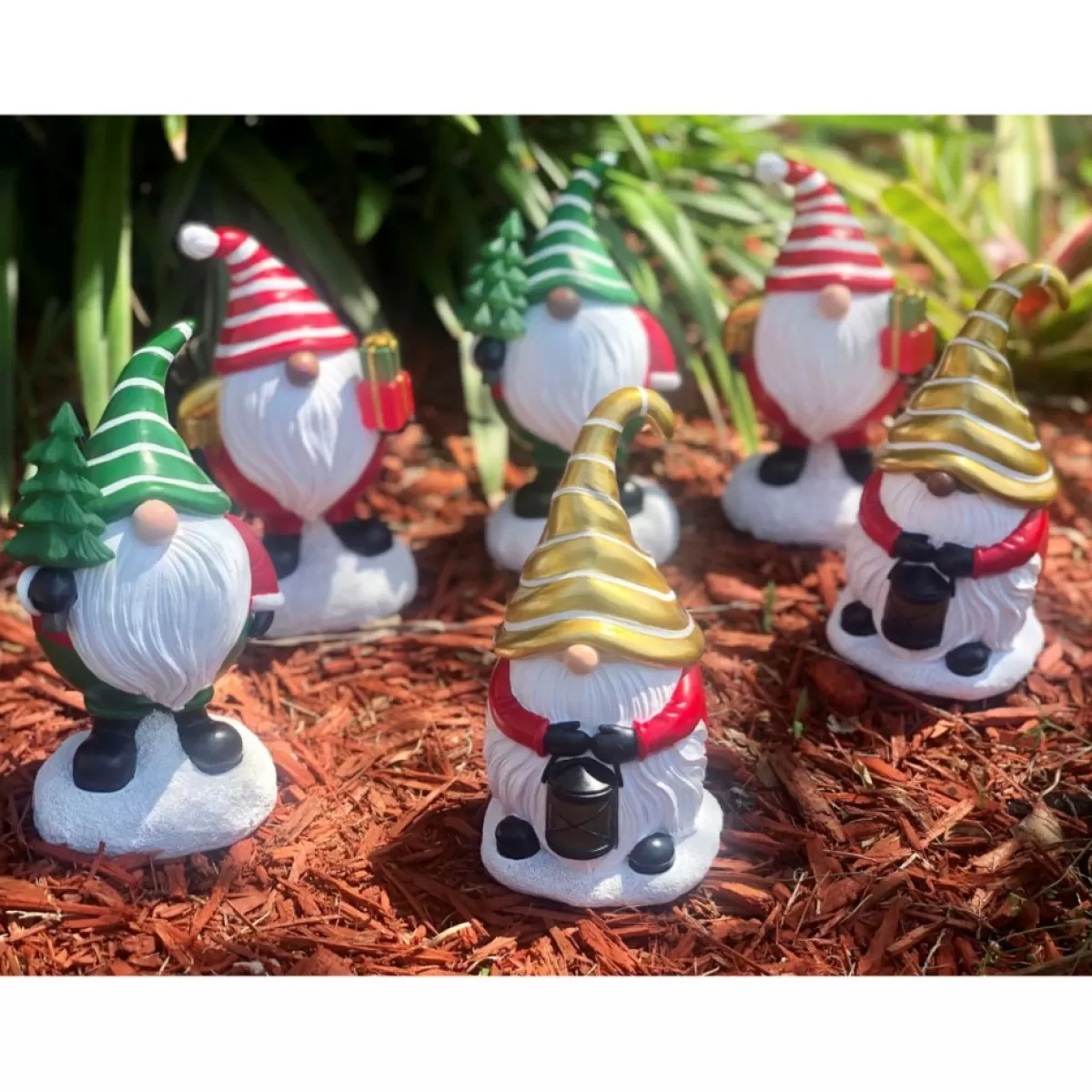 Winter Lane Outdoor Decor | Set Of 3 Led Holiday Gnomes With 4-Hour Timers