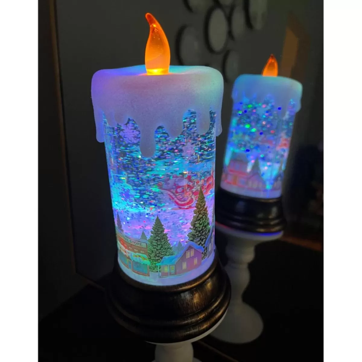 Winter Lane Indoor Decor | Spinning Led Glitter Candle